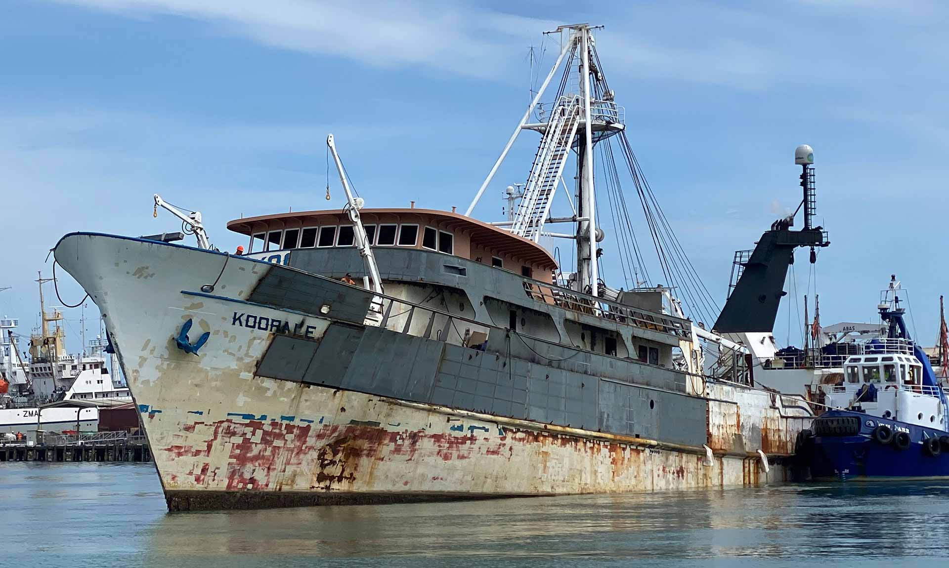 Extensive repair work to Koorale's port side with the new bridge deck installed