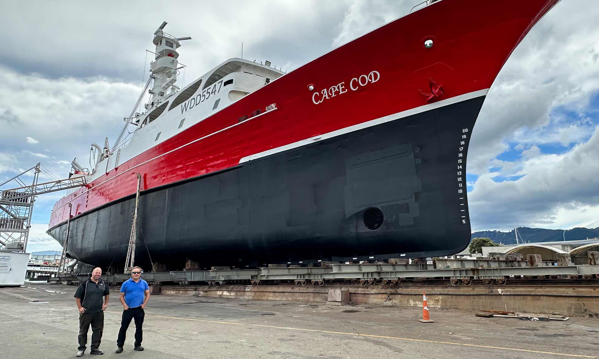 Diverse CEO John Asmore and Cape Fisheries Management Director of Engineering, Mike Wisneske on the Nelson Slipway